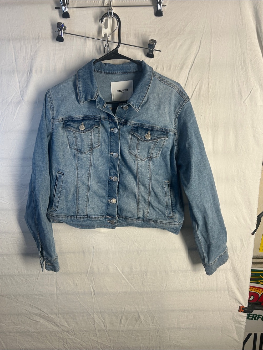 Nine West Washed Light Blue Denim Jacket